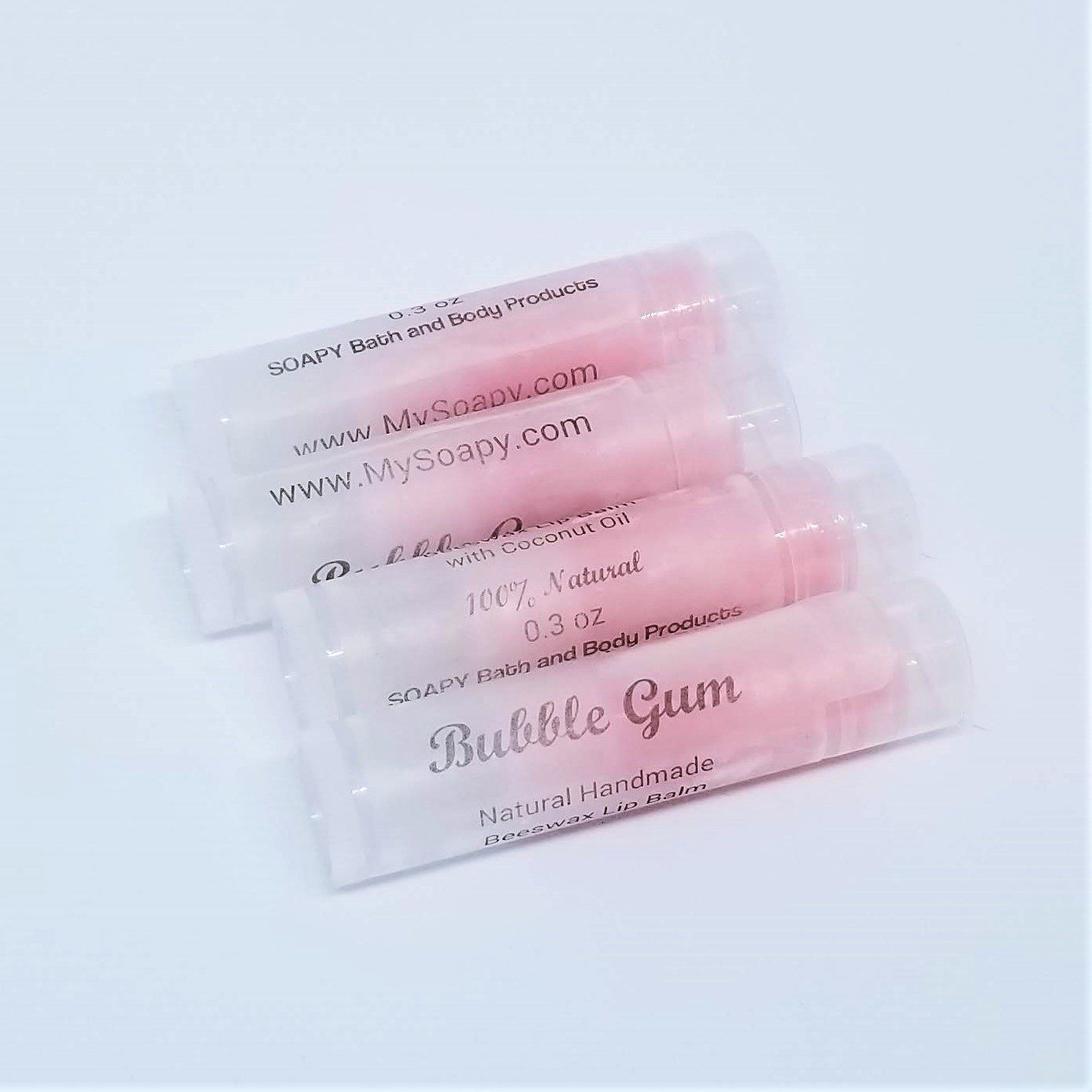 Natural Beeswax Lip Balm "Bubble Gum" - Soapy Bath and Body Products