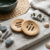 round soap dish bamboo